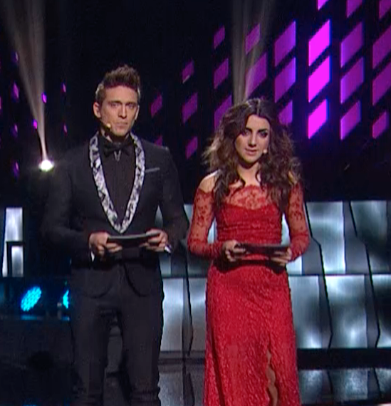 Gina Dirawi och Danny Saucedo i ”Melodifestivalen”.