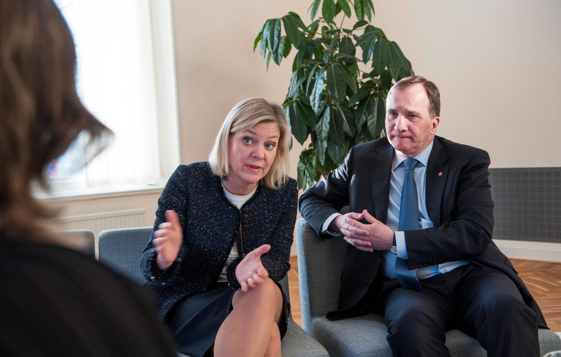 Finansminister Magdalena Andersson och statsminister Stefan Löfven. 