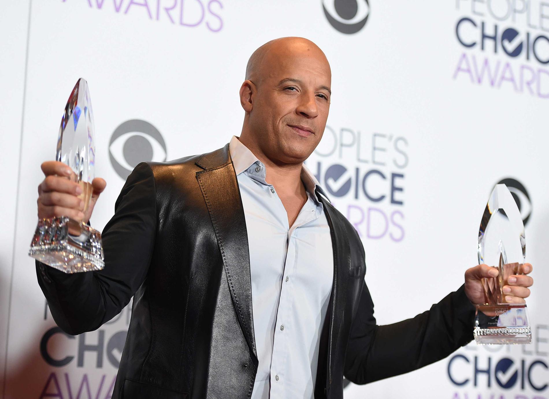 Vin Diesel på People's choice awards 2016, där ”Fast & furious 7” prisades.
