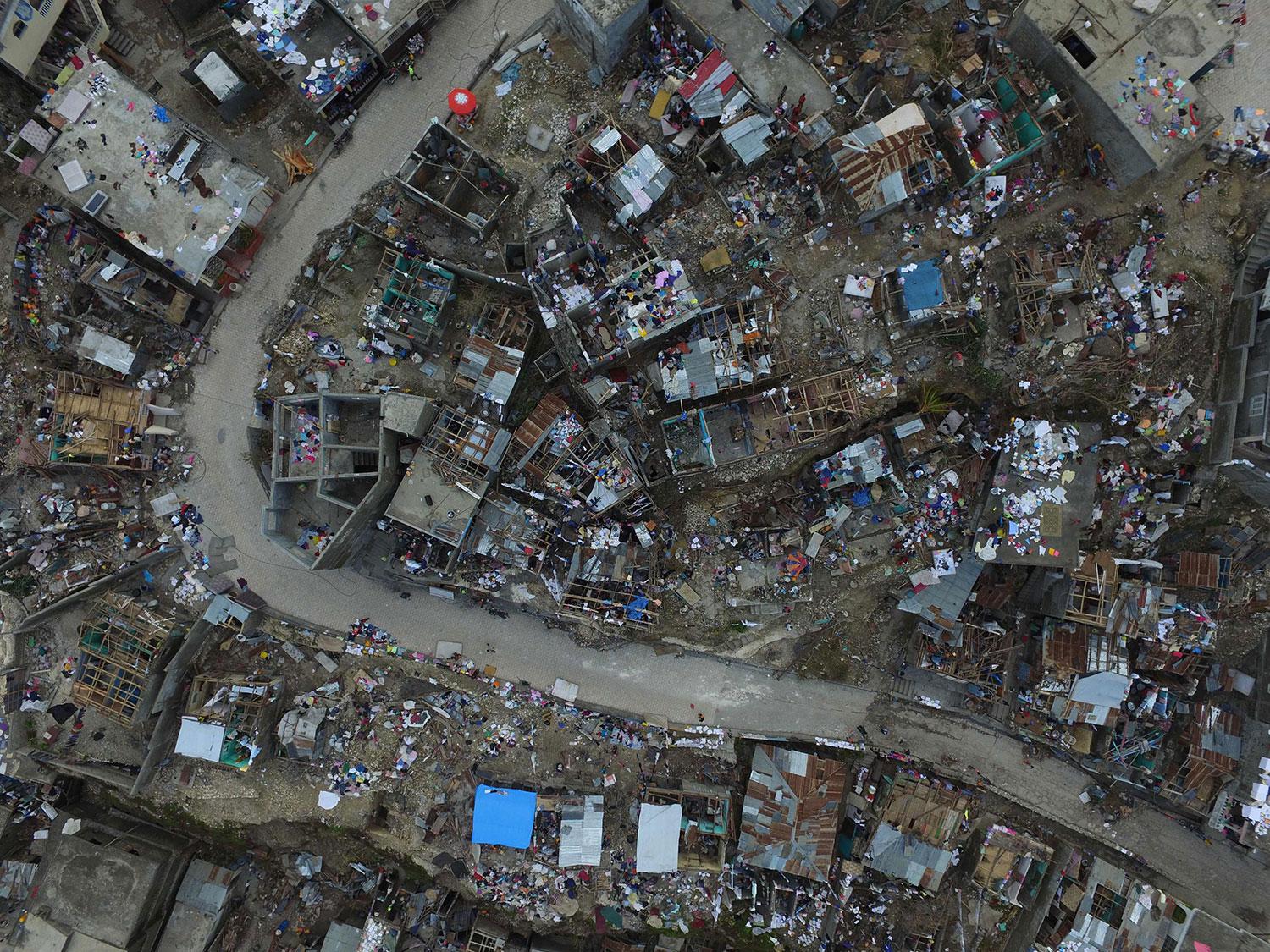 Förstörda hem i Jeremie, Haiti, efter orkanen Matthew.