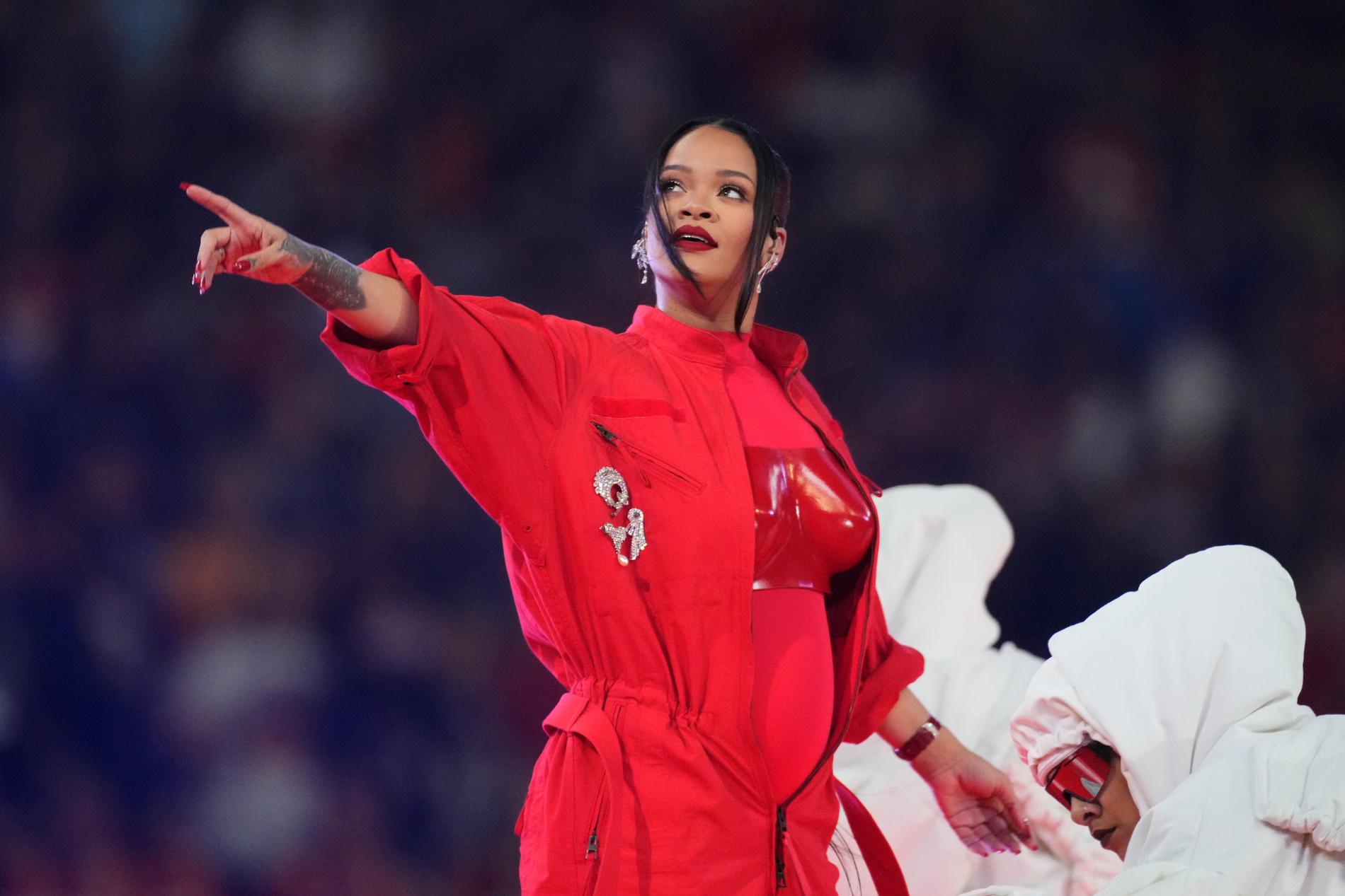 Rihanna under halvtidsvilan i amerikanska NFL-finalen Super Bowl. Arkivbild.