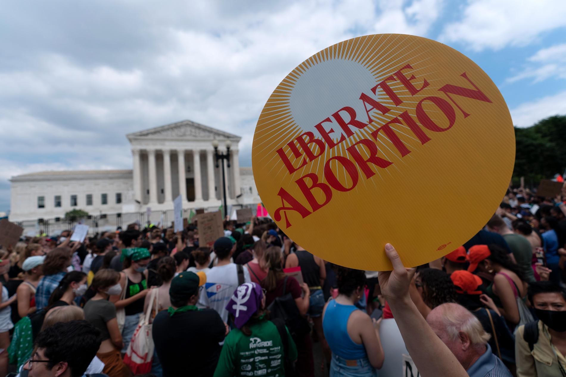 Aborträttsanhängare utanför Högsta domstolen i Washington DC.