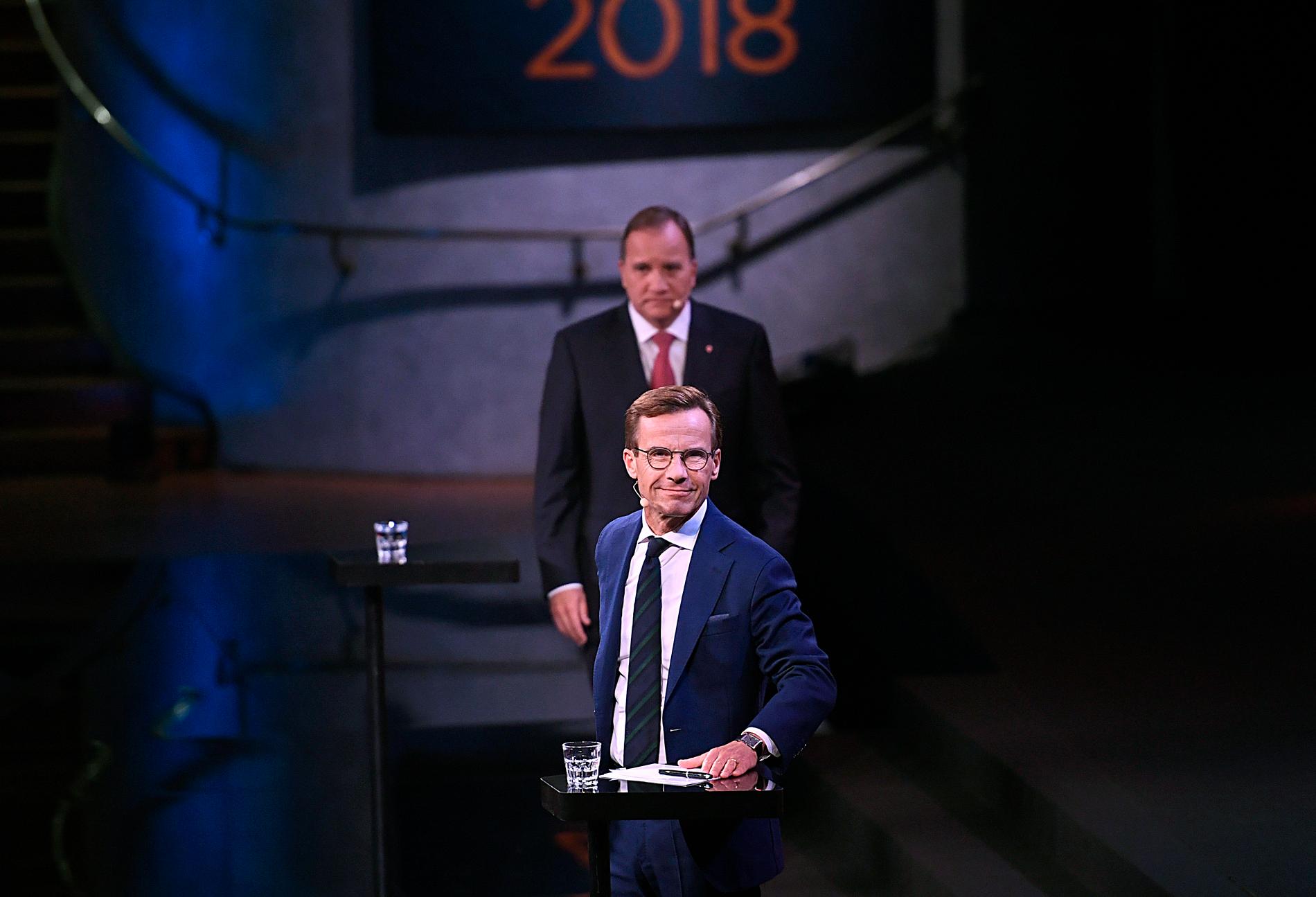 Löfven och Kristersson i en debatt före valet. 