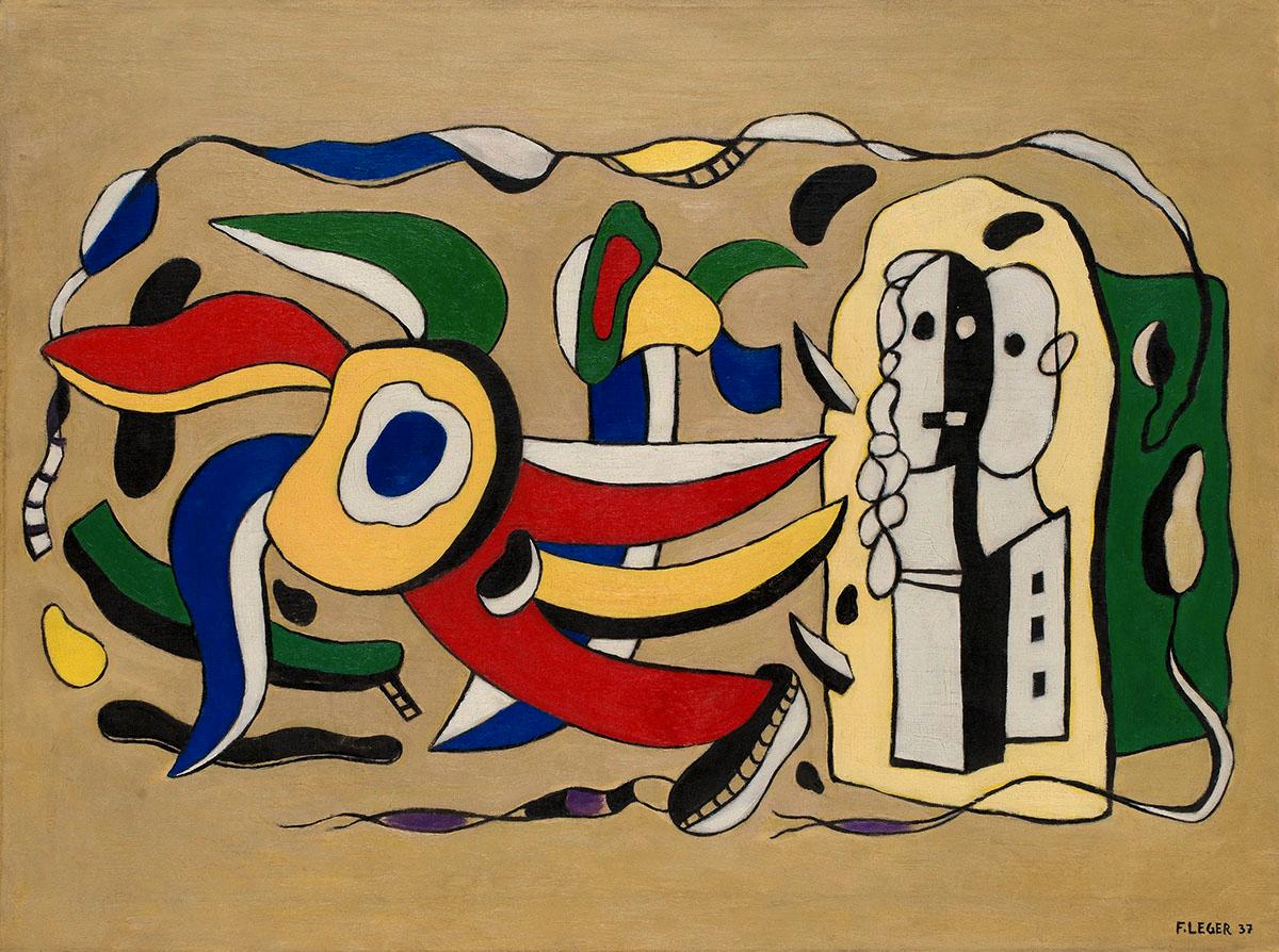 Målningen "Composition murale" av Fernande Léger som Eva Lundin köpte av sitt eget auktionshus 2007. Nu misstänks tavlan vara förfalskad.