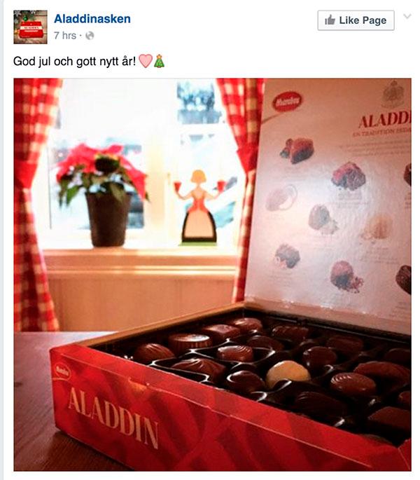 Aladdin la ut julhälsning på Facebook...
