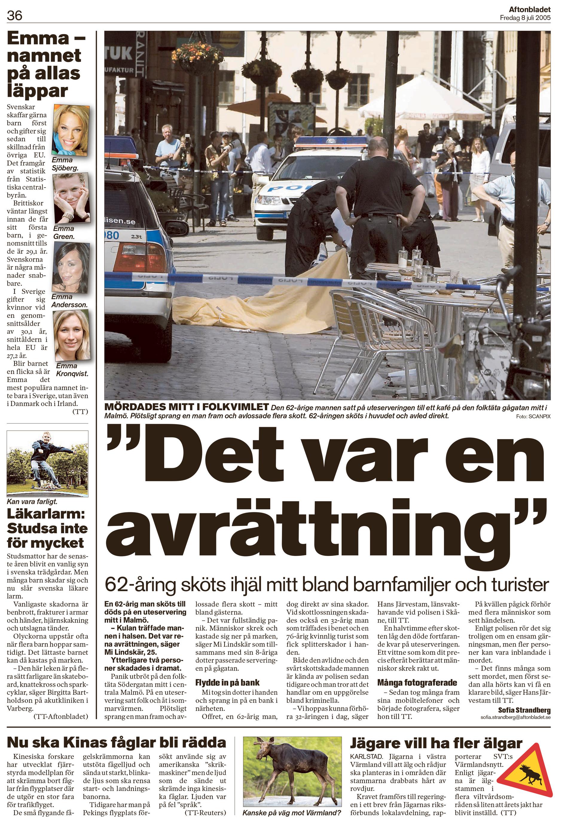 Aftonbladets printupplaga den 8 juli 2005.