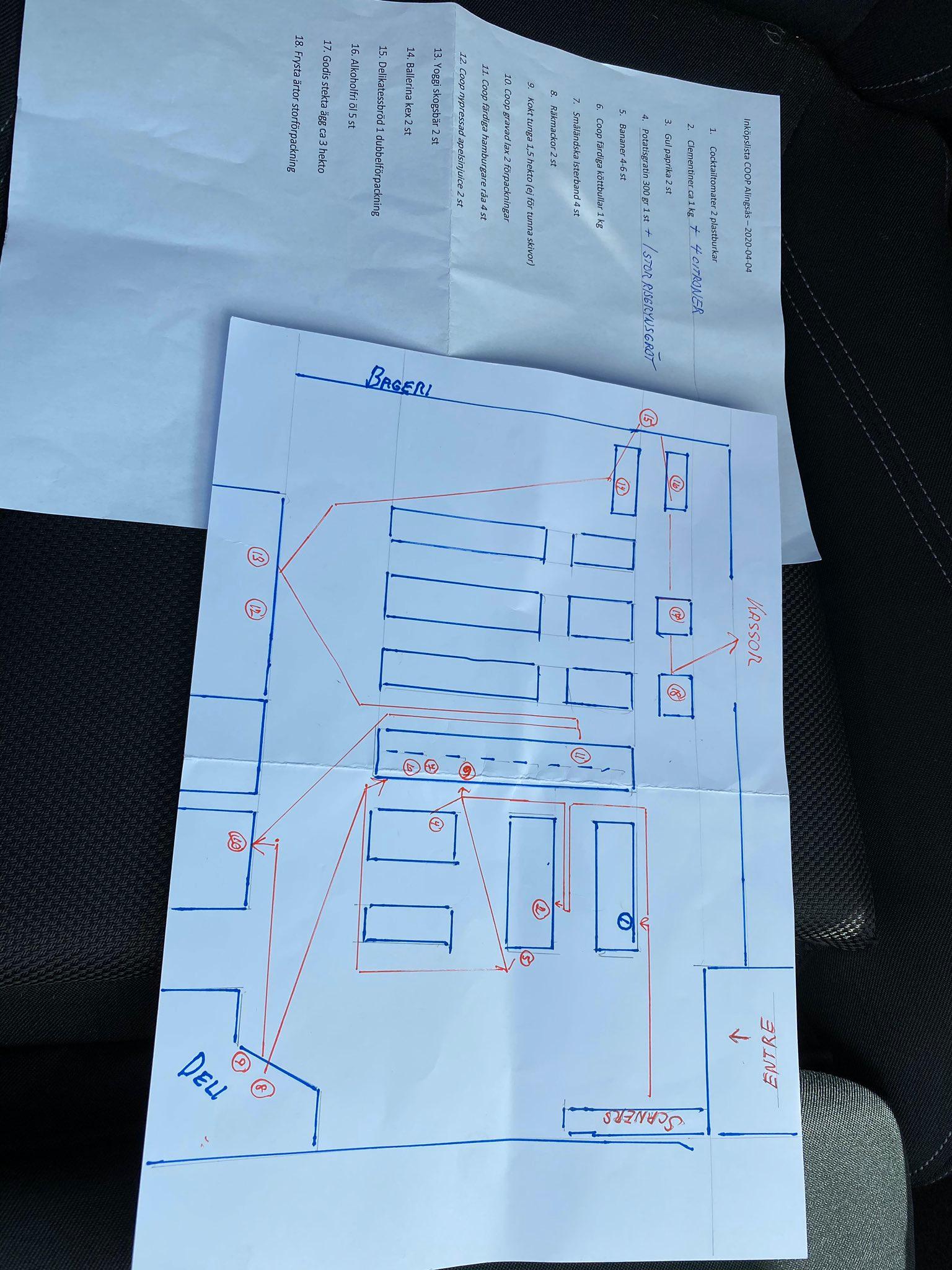 Göran ritade en karta över butiken.
