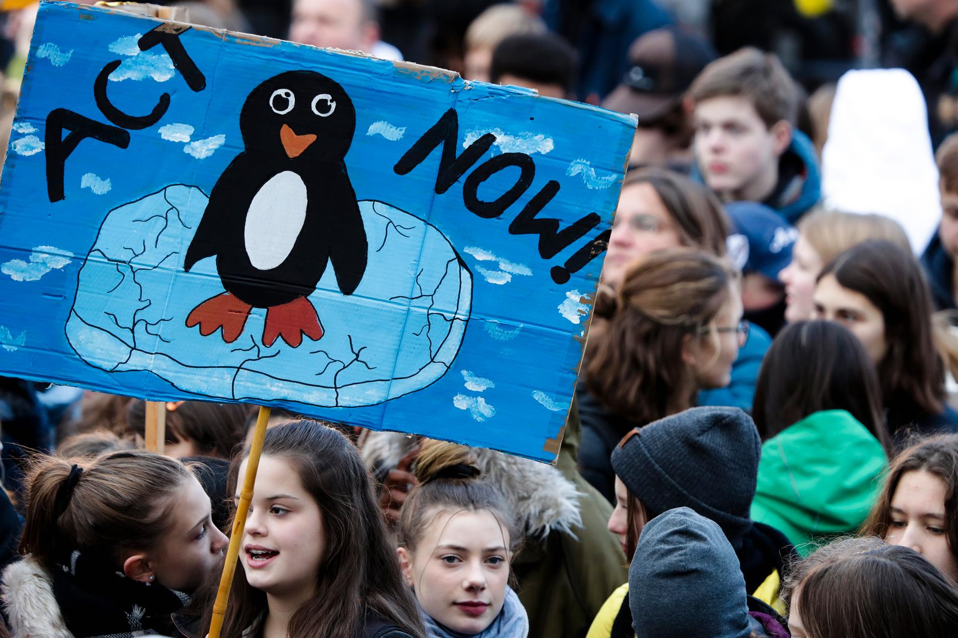Unga människor demonstrerar för klimatet i Berlin i fredags. Arkivbild.