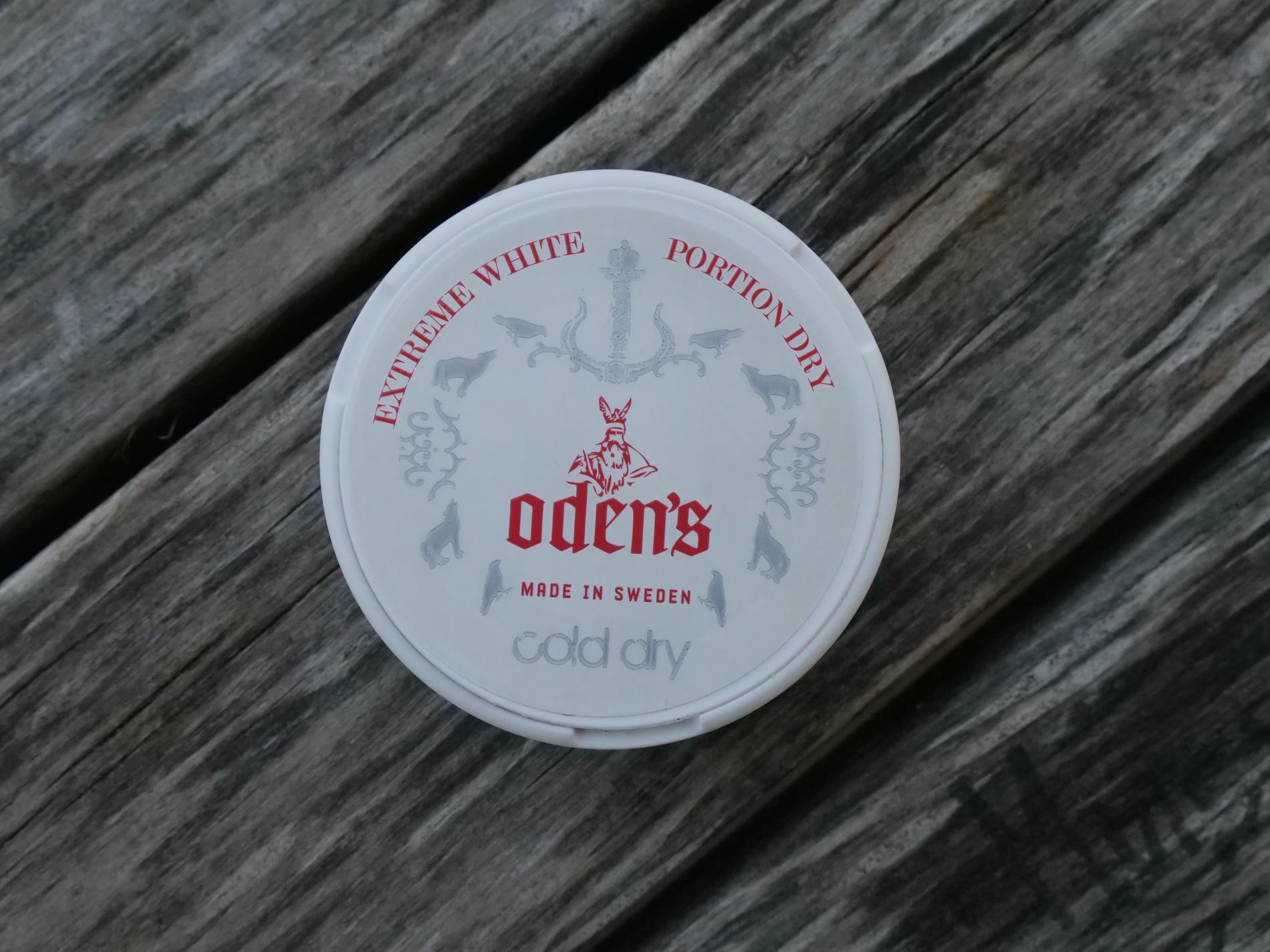 Odens ”Extreme White Portion Dry”, har mintsmak, och bränner under läppen.