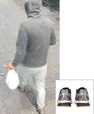 På fjärde trappsteget nedifrån ska polisen hitta ett tydligt avtryck av den misstänkte mannens Asics-skor, i storlek 42–42,5.