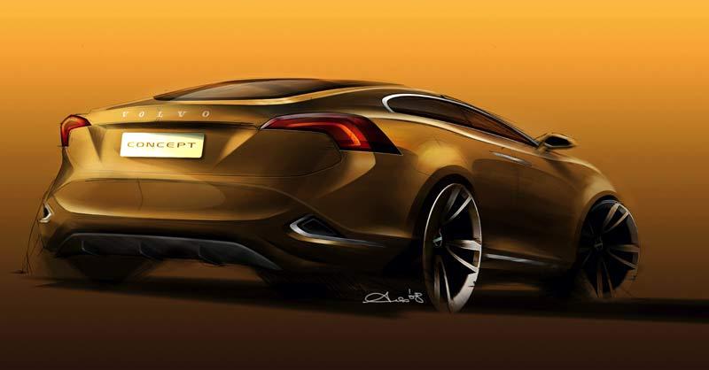 Tidig skiss av Alex Chan, en Volvo-designer som under Steve Mattins ledning formgivit S60 Concept.