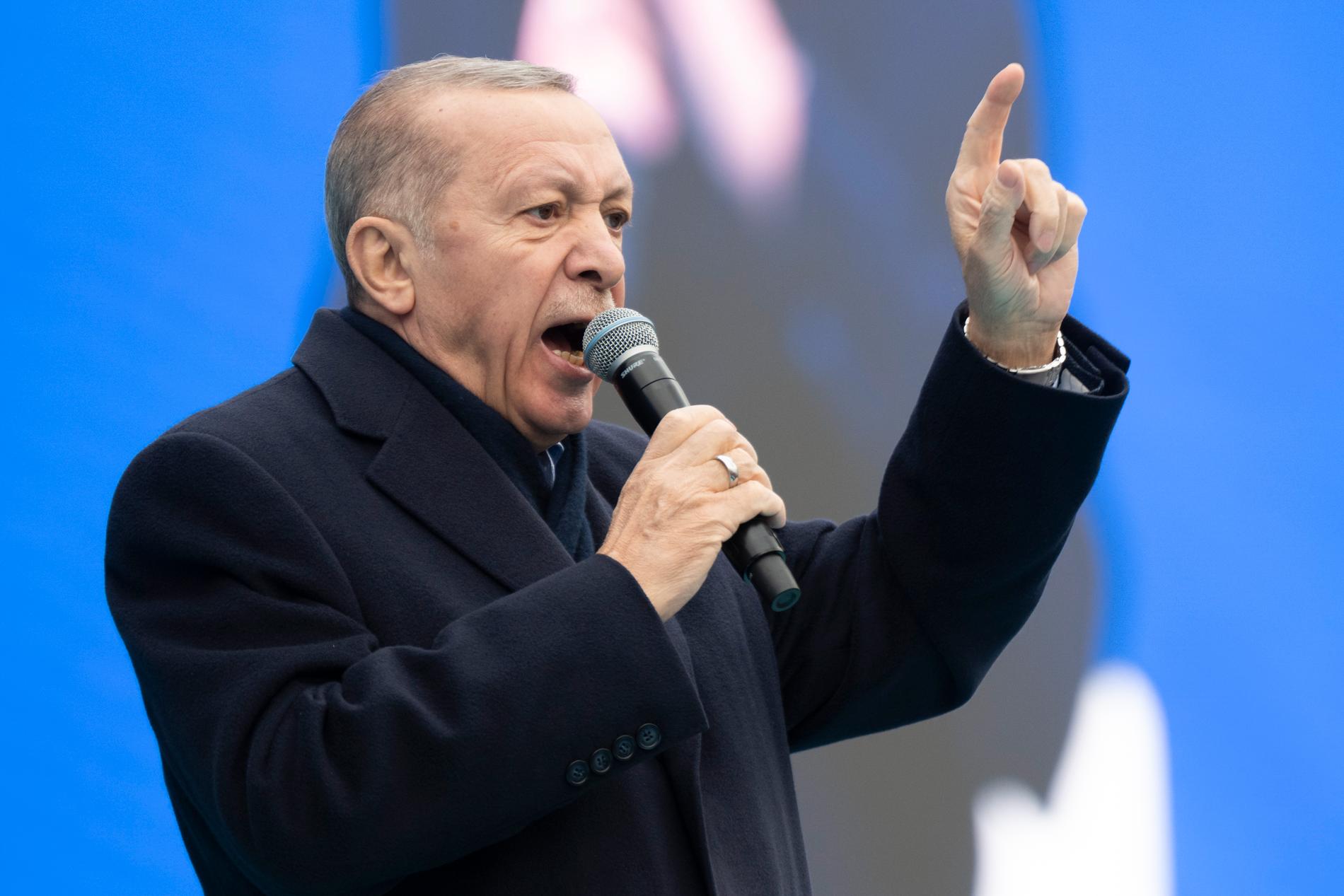 President Erdogan på ett valmöte tidigare i år. 