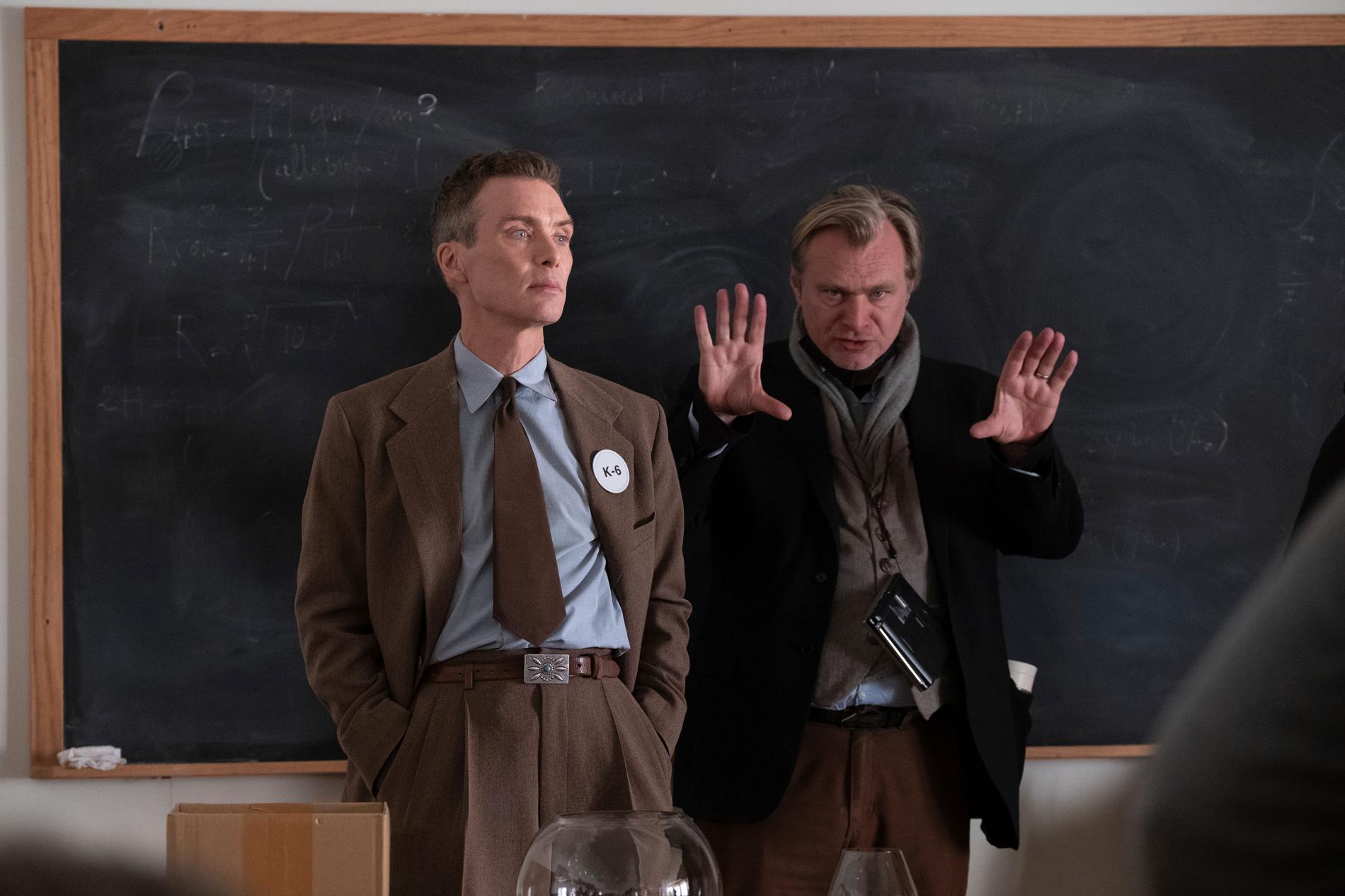 Cillian Murphy och Christopher Nolan på inspelningen av ”Oppenheimer”.