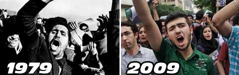 DÅ OCH NU För 30 år sedan tvingade ett folkligt uppror Irans härskare att avgå. I dag använder regimen samma argument som då: de som protesterar är betalda av främmande makt.