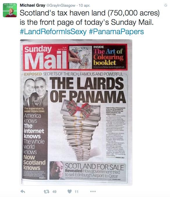 ”Amerika vet, internet vet, hela världen vet, nu vet Skottland” Skotska söndagstidningen Sunday Mail publicerade uppgifterna om otrohetsaffären i söndags och förstasidan spreds snart via Twitter.