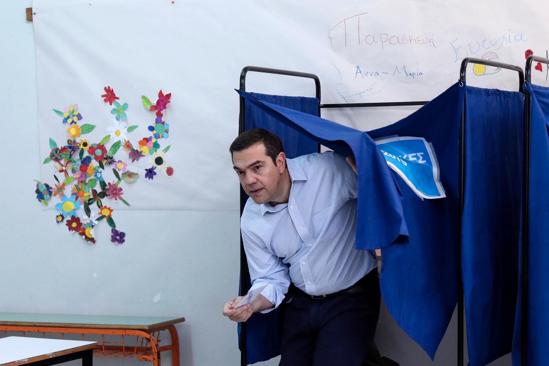 Premiärminister Alexis Tsipras och hans Syriza har lidit svidande valförluster. Nu väntar nyval i Grekland. Arkivbild.