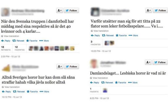 NÄTHAT Ett par exempel av de nedsättande tweets som skickats om damlandslaget.