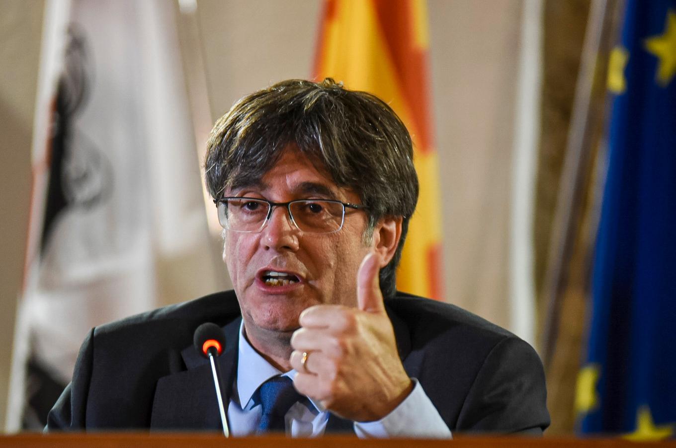 Carles Puigdemont under en presskonferens i höstas.