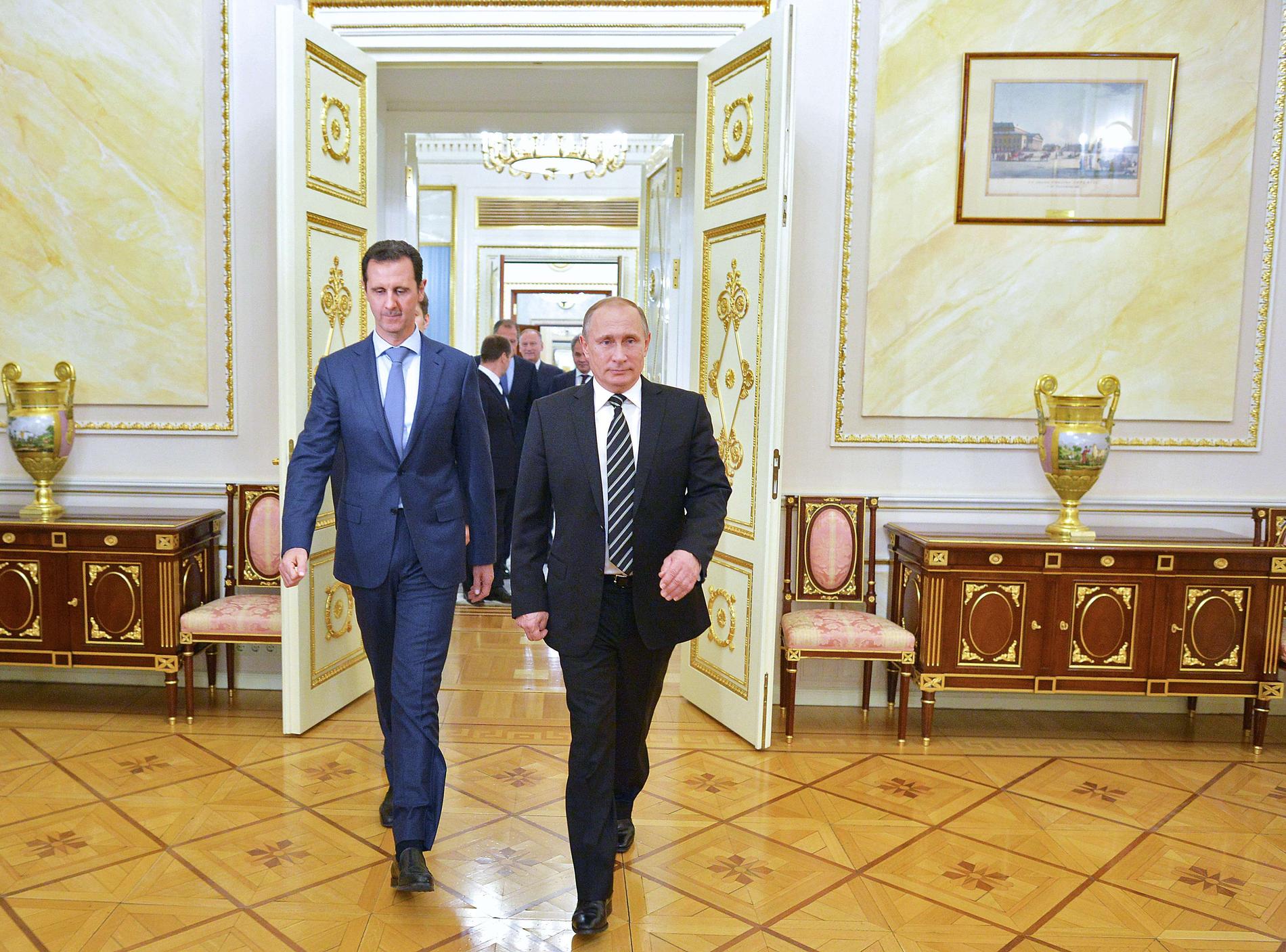 Syriens president Bashar al-Assad och Rysslands president Vladimir Putin. 