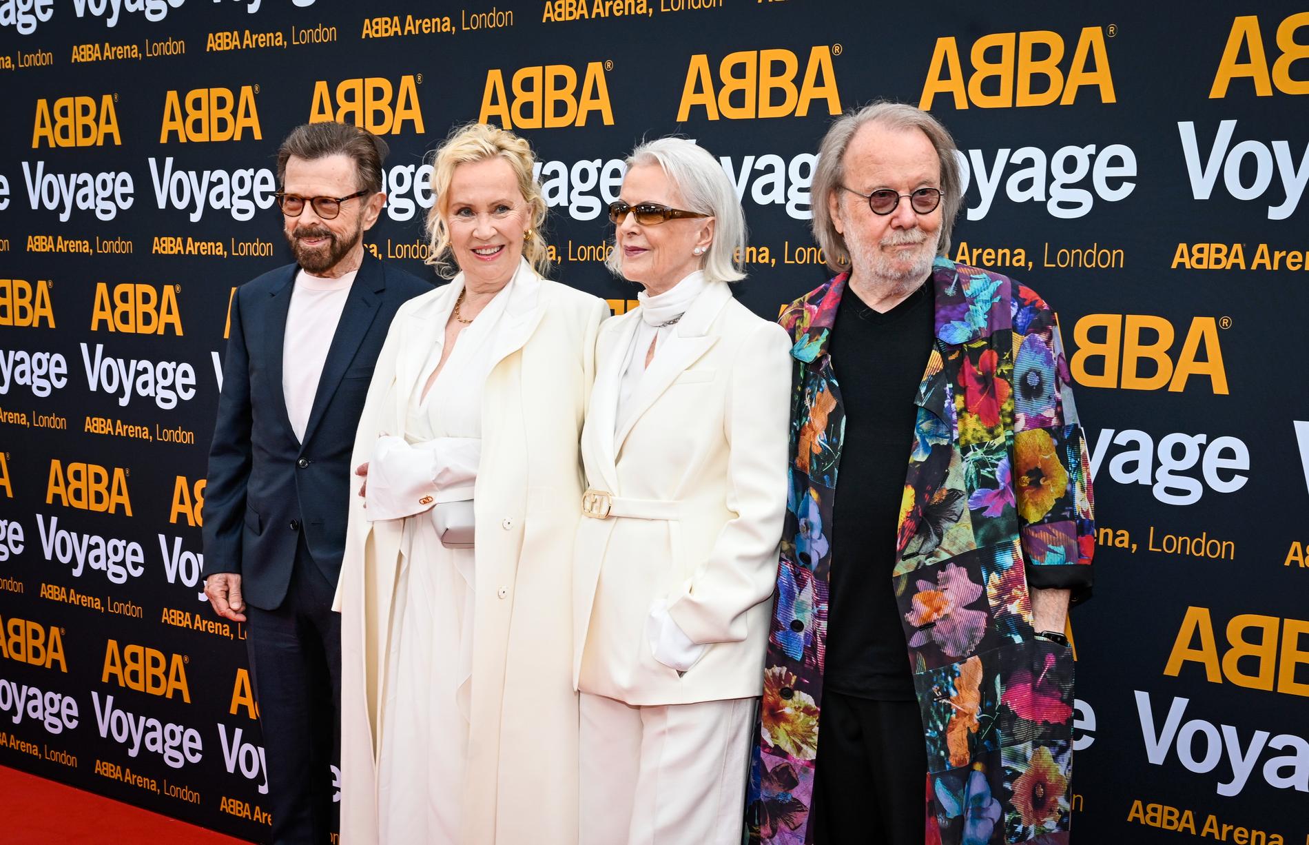 Björn Ulvaeus, Agnetha Fältskog, Anni-Frid Lyngstad och Benny Andersson hyllas i SVT i april, men kommer inte att delta i firandet själva. Bild från London 2022.