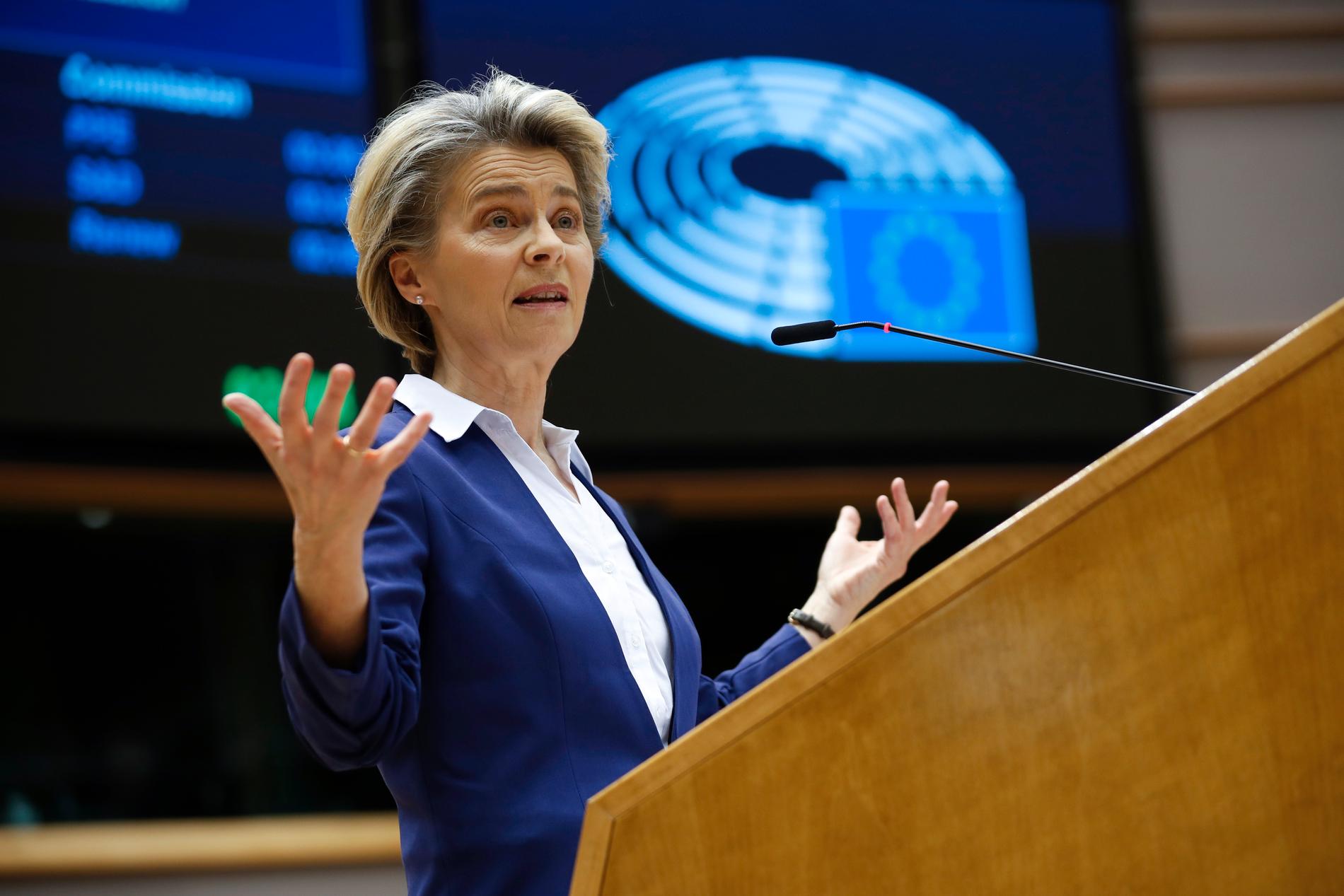 EU-kommissionens ordförande Ursula von der Leyen får kritik för sitt agerande under coronapandemin. Arkivfoto.