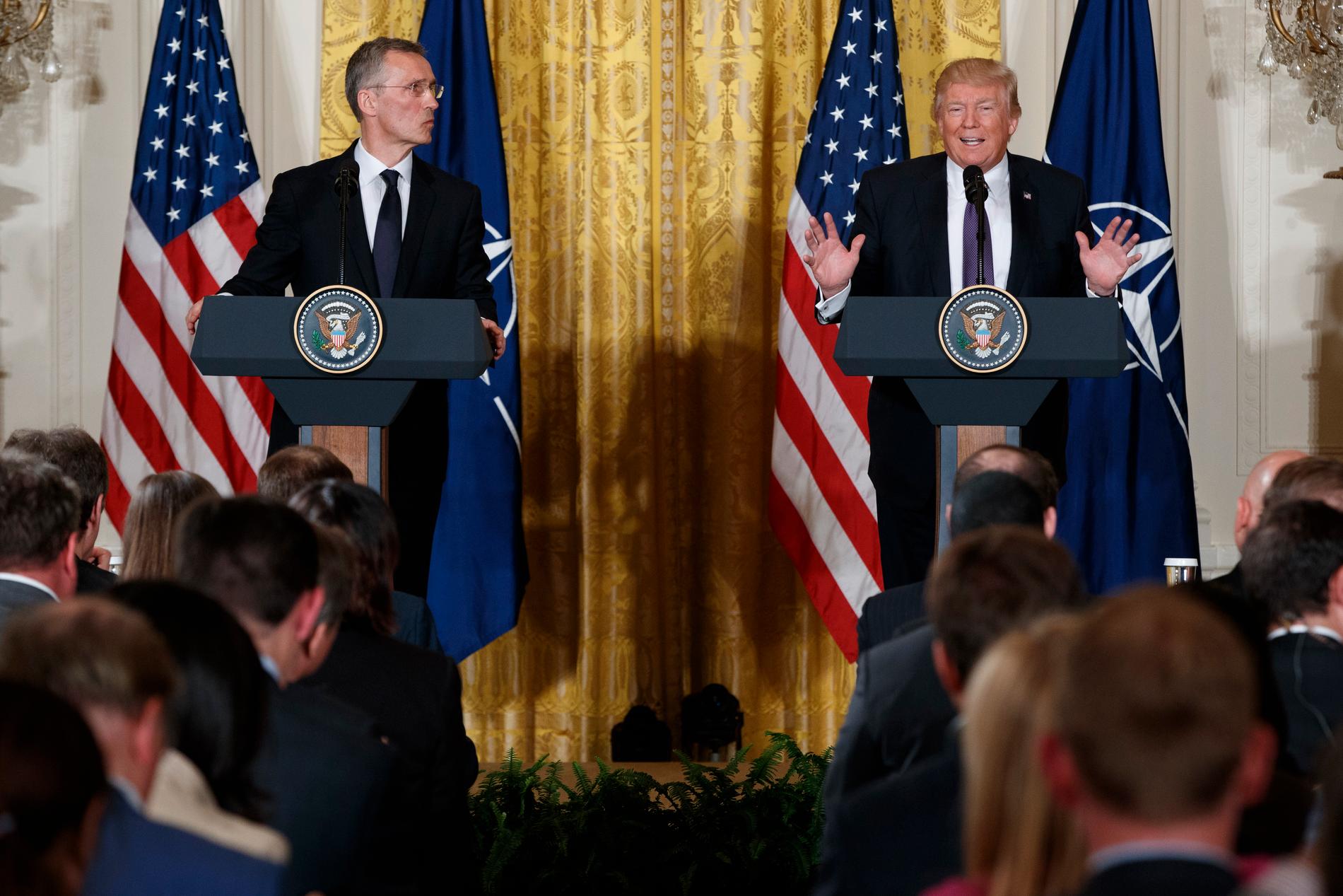 Natos generalsekreterare Jens Stoltenberg, och Donald Trump.