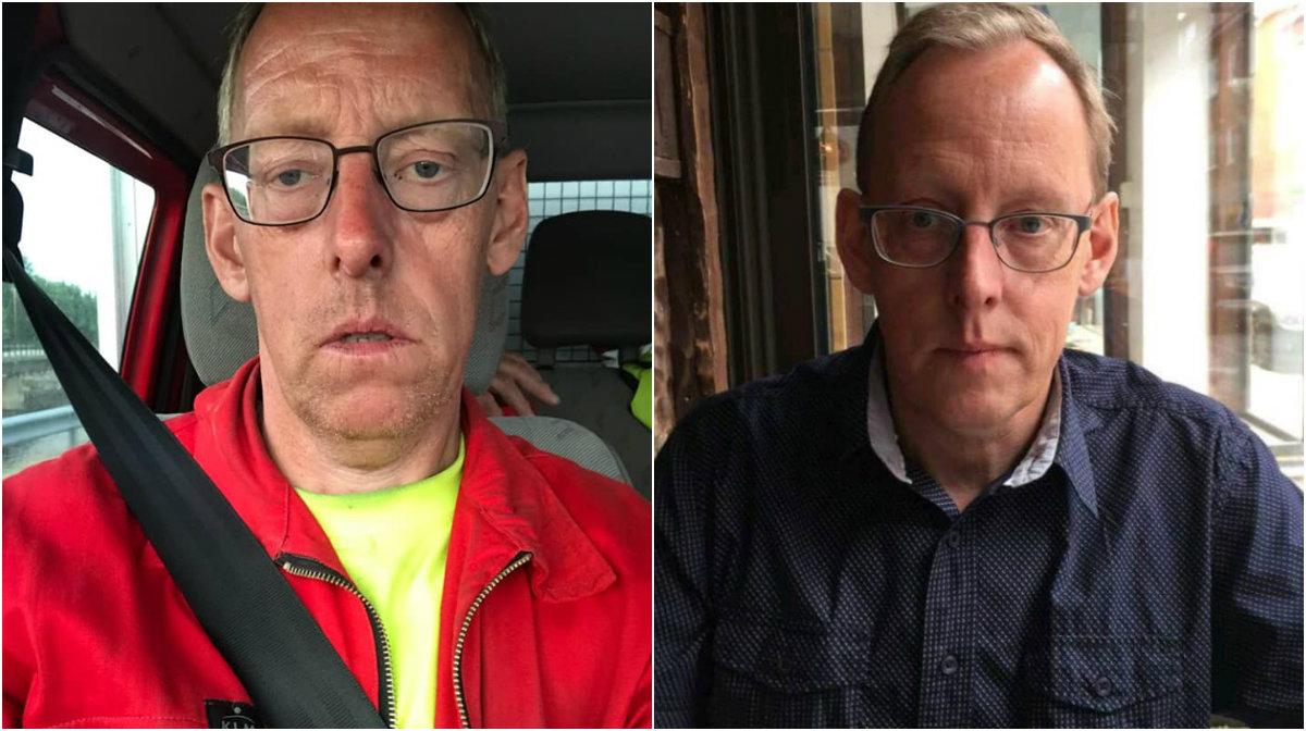 När bilden till vänster togs hade Håkan Olofsson, 50, sovit sex timmar på fyra dagar.