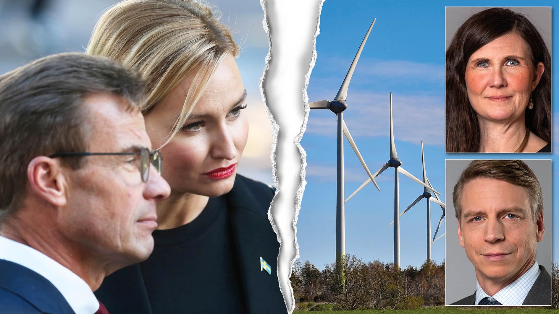 M, KD och L säger tillsammans nej till över 75 terawattimmar ny svensk energiproduktion i vindkraft – det motsvarar mer än hälften av Sveriges elförbrukning i dag. Om elpriserna förblir höga de kommande tio åren finns det tre personer att beskylla: Ulf Kristersson, Ebba Bush och Johan Pehrson, skriver MP:s språkrör.