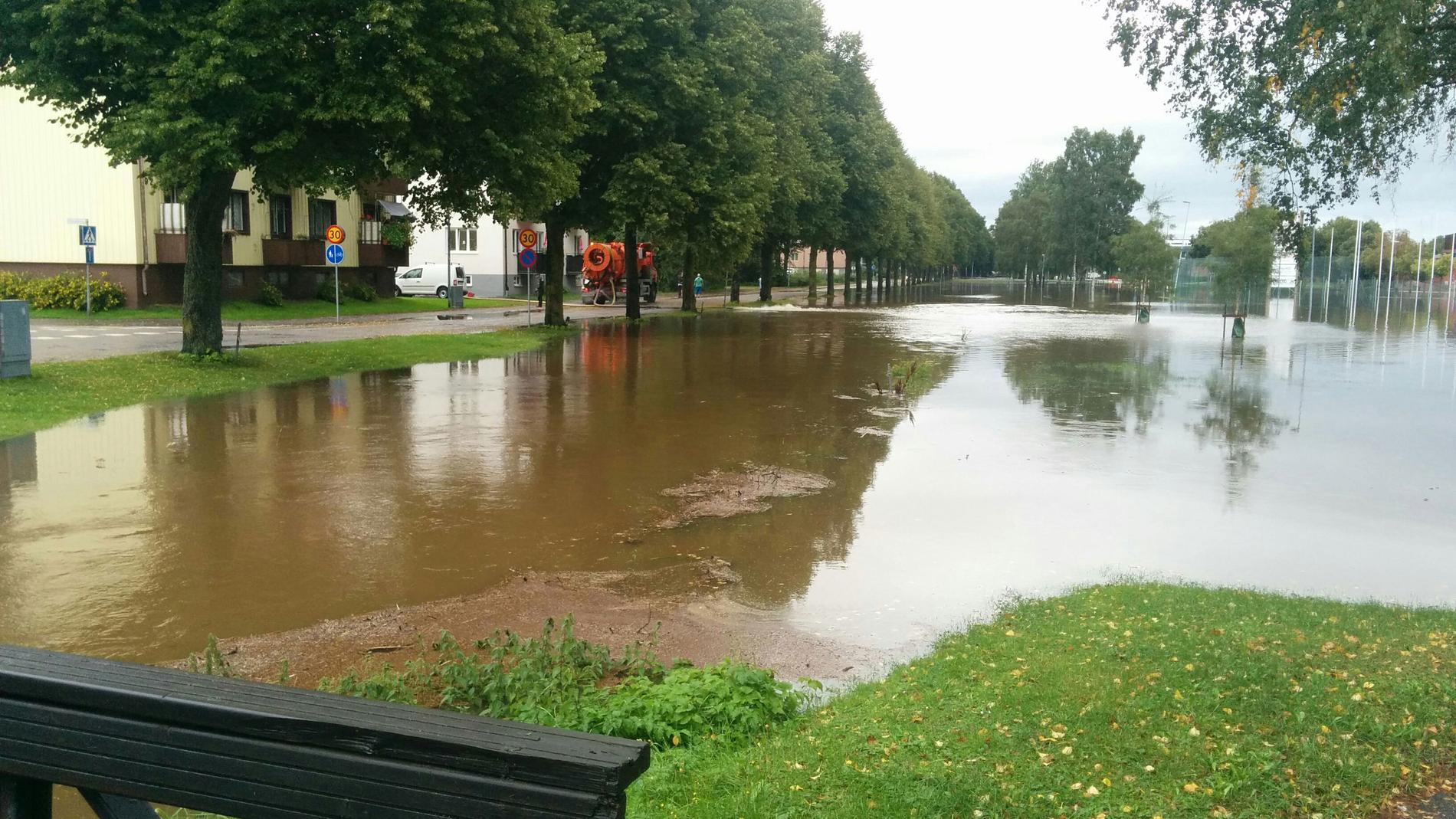 Översvämning i Hallsberg.