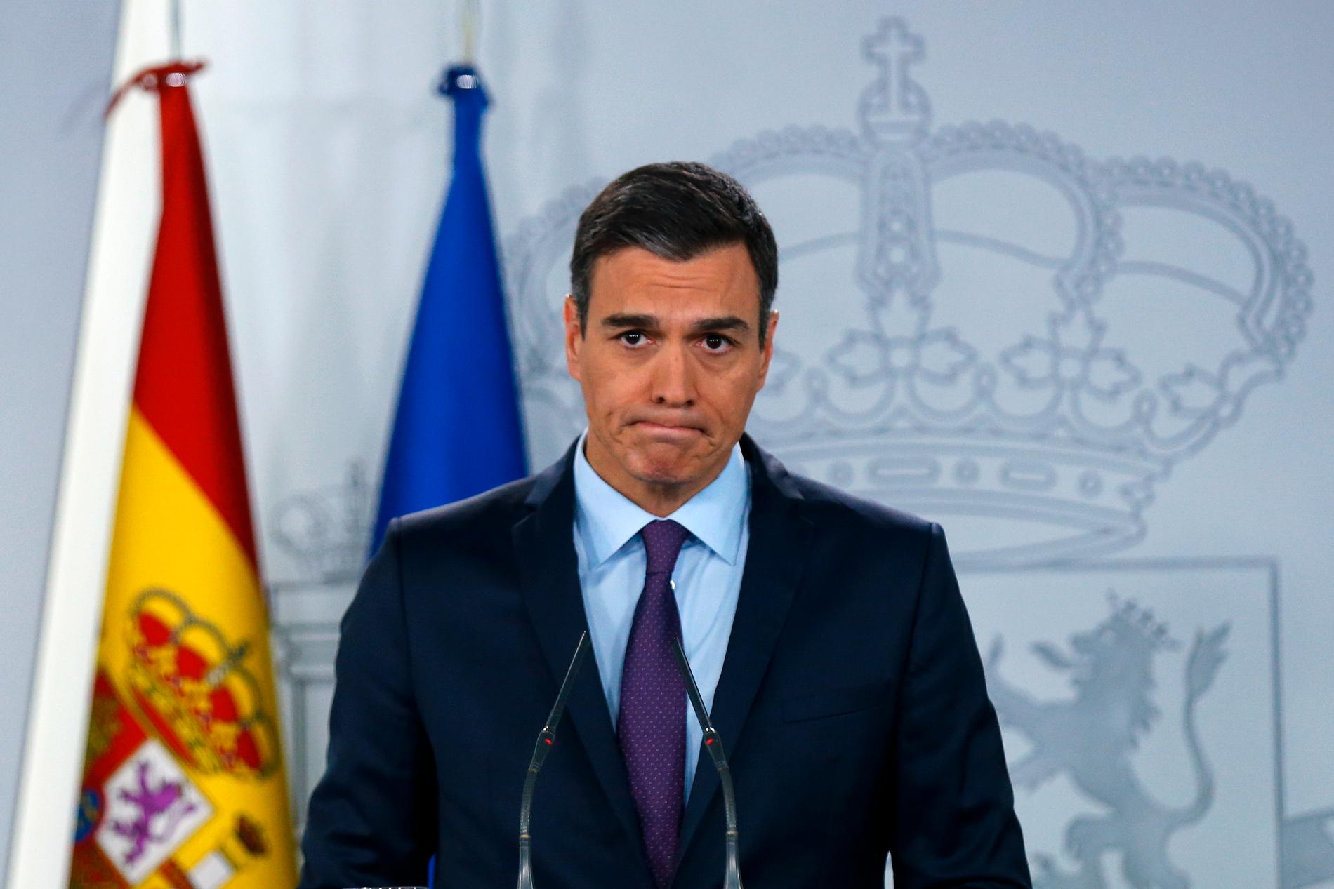 Under katalansk press – Spaniens premiärminister Pedro Sánchez. Här under en pressträff om Venezuela på måndagen.