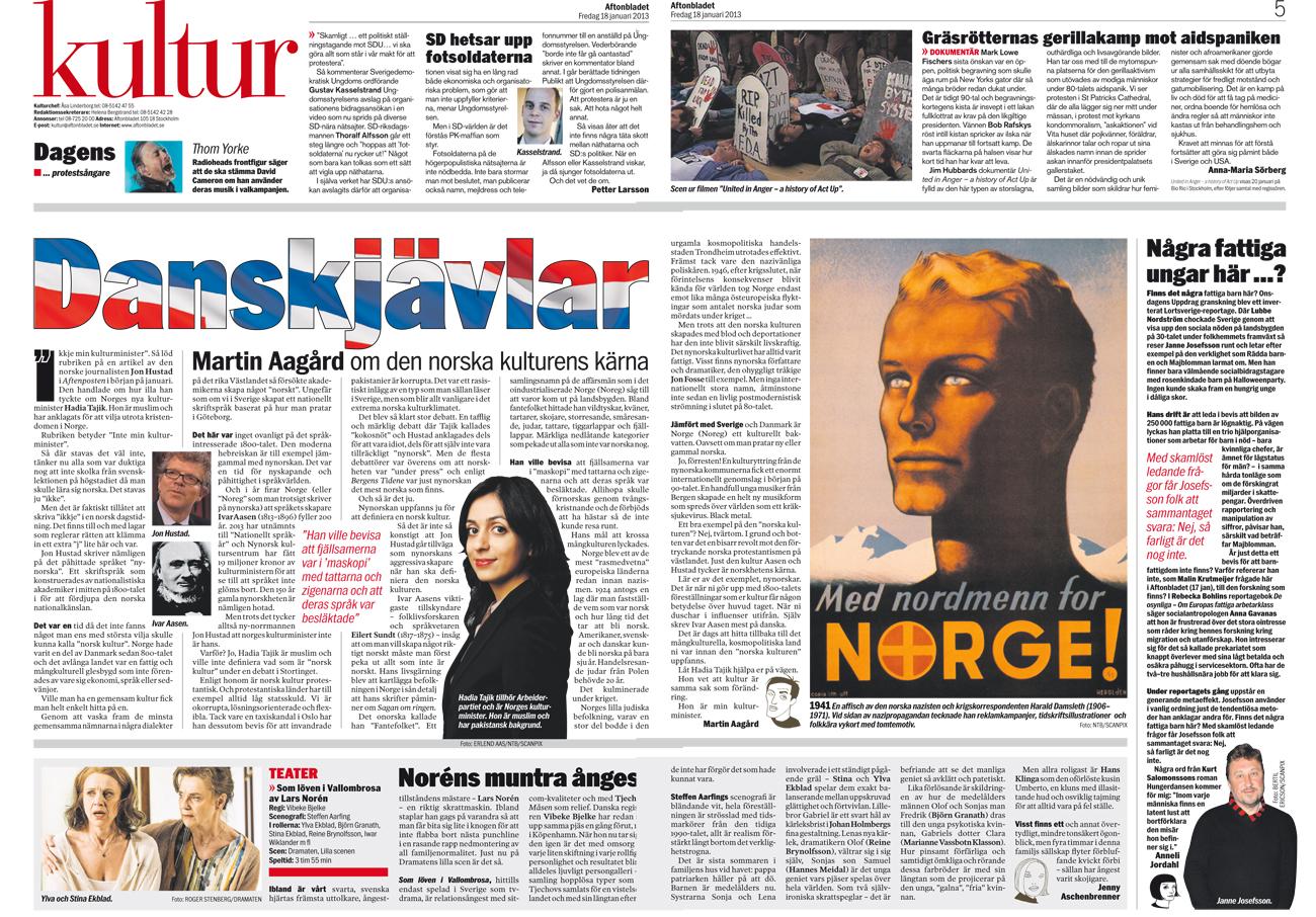 Aftonbladet Kultur 18 januari.