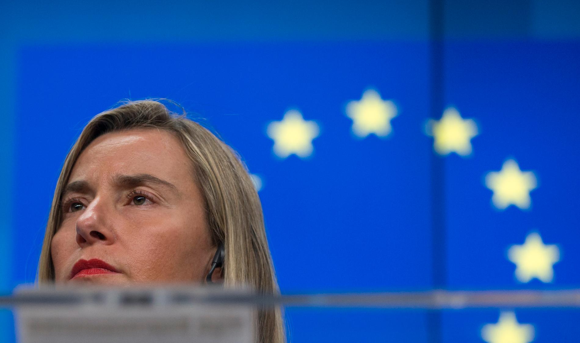 EU:s utrikeschef Federica Mogherini uttalar sig om Libyen sedan Frankrike och Italien kunnat enas om ett uttalande. Arkivbild.