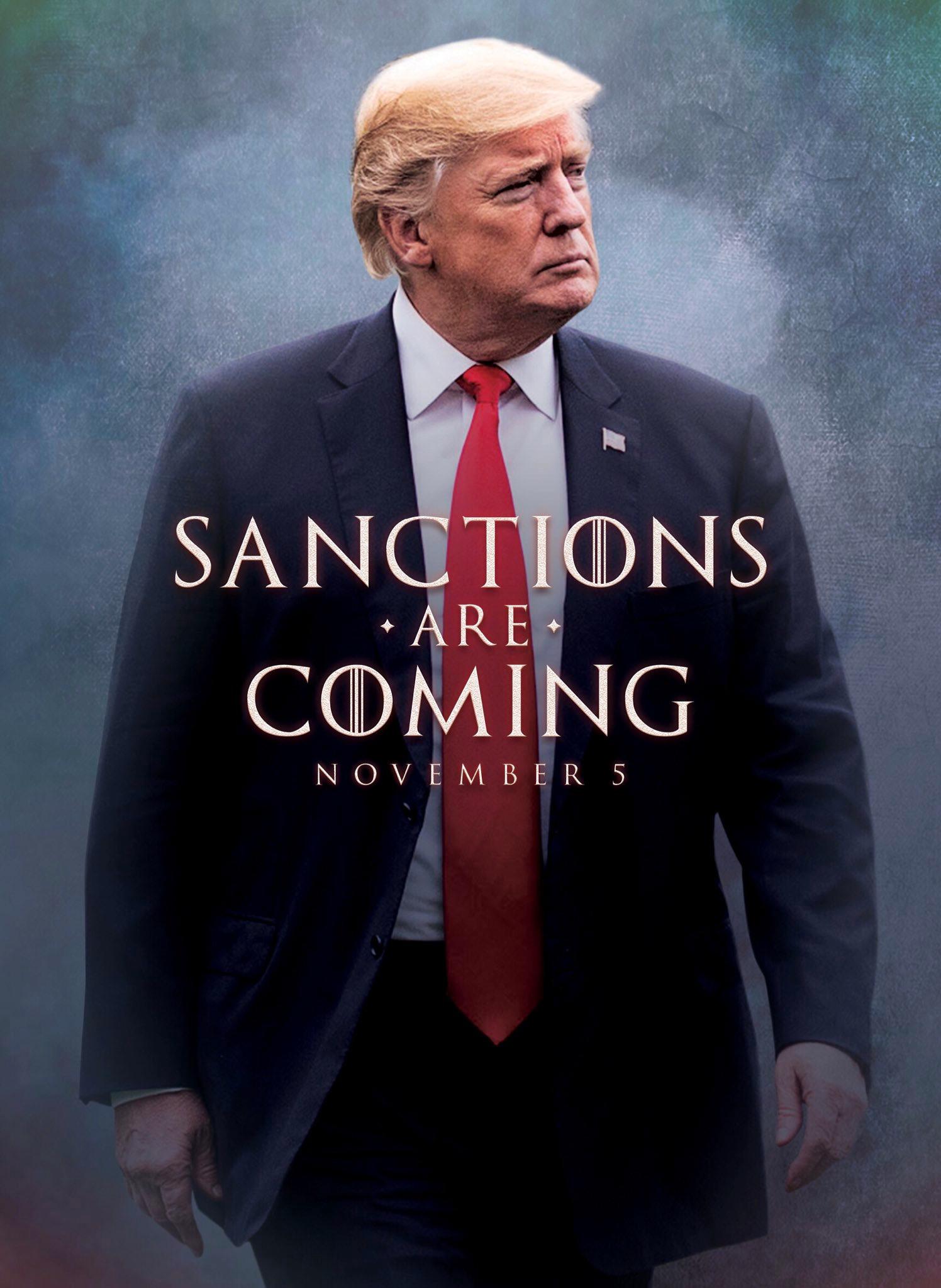 Med en filmaffischliknande tweet meddelade USA:s president Donald Trump att han kommer att införa sanktioner mot Iran igen.