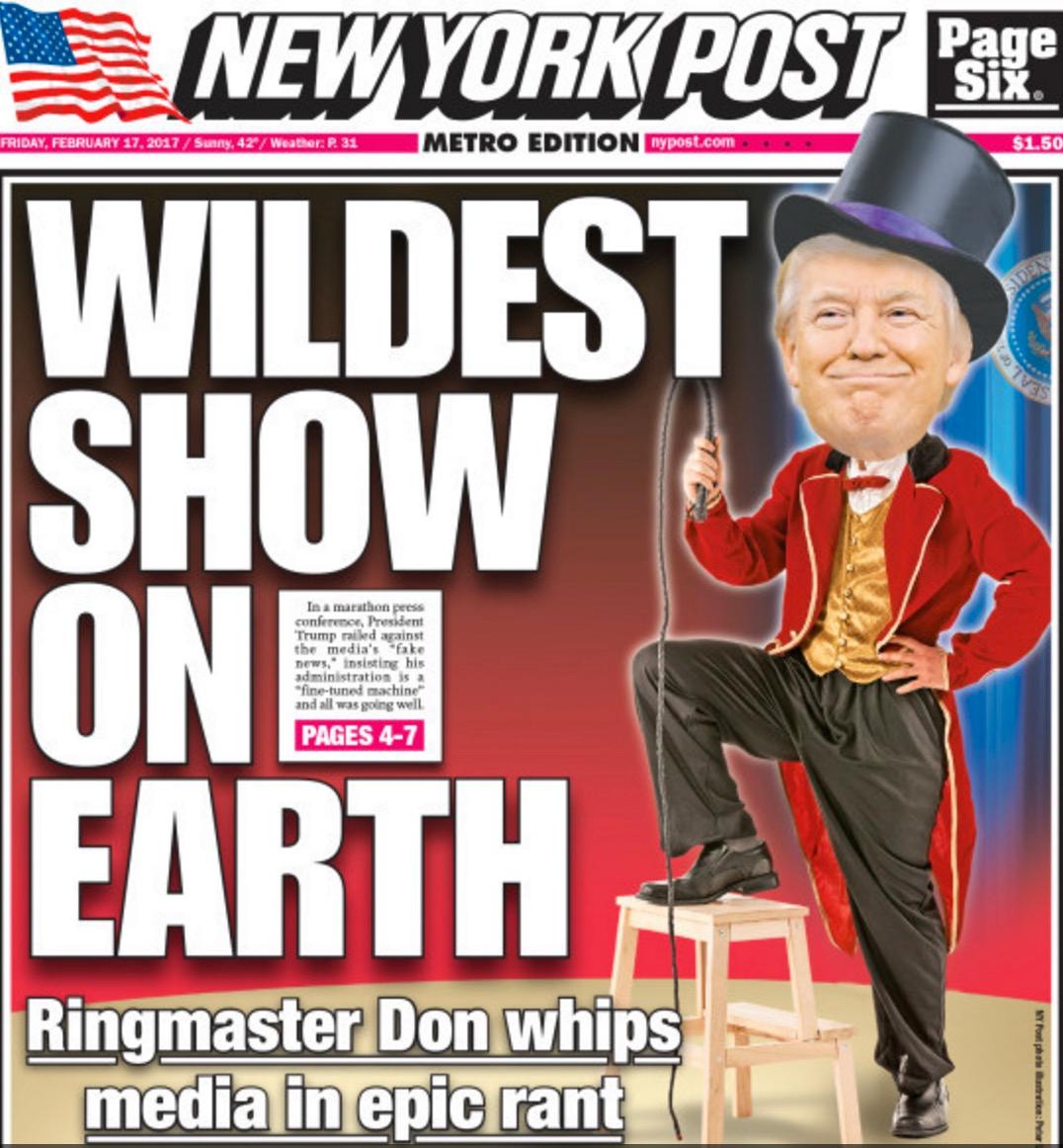 Trump-vänliga New York Post, som liksom Fox News ägs av mediemogulen Rupert Murdoch, uppskattade också cirkus Trump.
