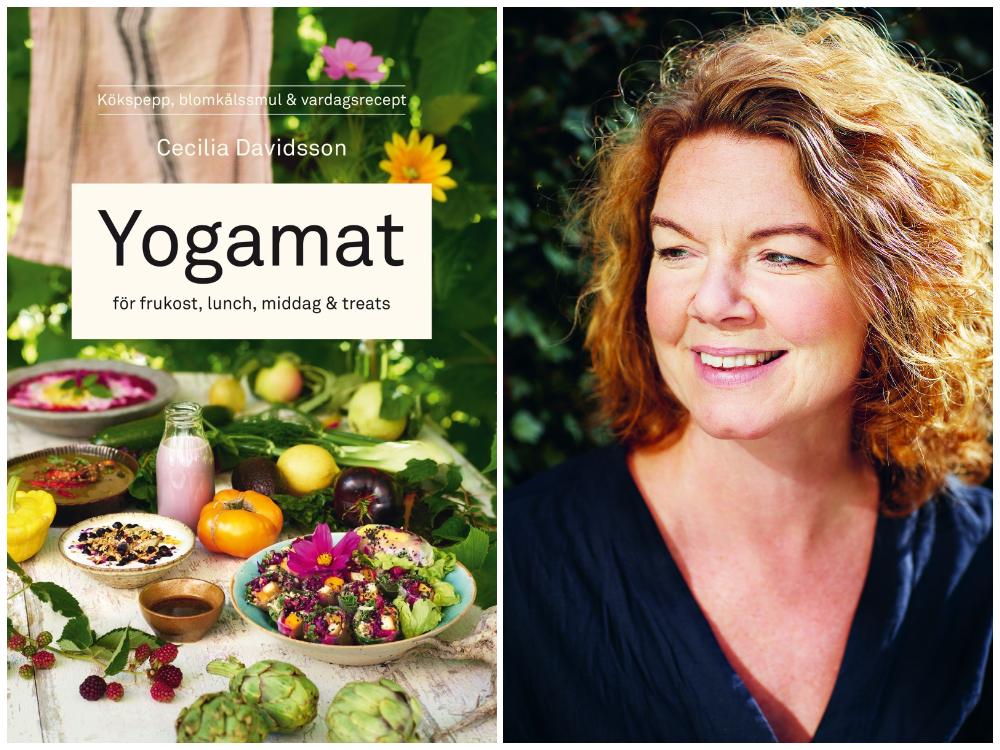 Cecilia Davidsson är aktuell med boken Yogamat. I boken finns bland annat recept på asiatisk risotto, körsbärssmoothie och tranbärsglass.