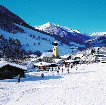 Saalbach har gott om blå familjepister och berömd after ski.