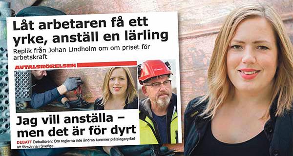 Emelie Ståhl svarar Johan Lindholm, förbundsordförande för Byggnads.
