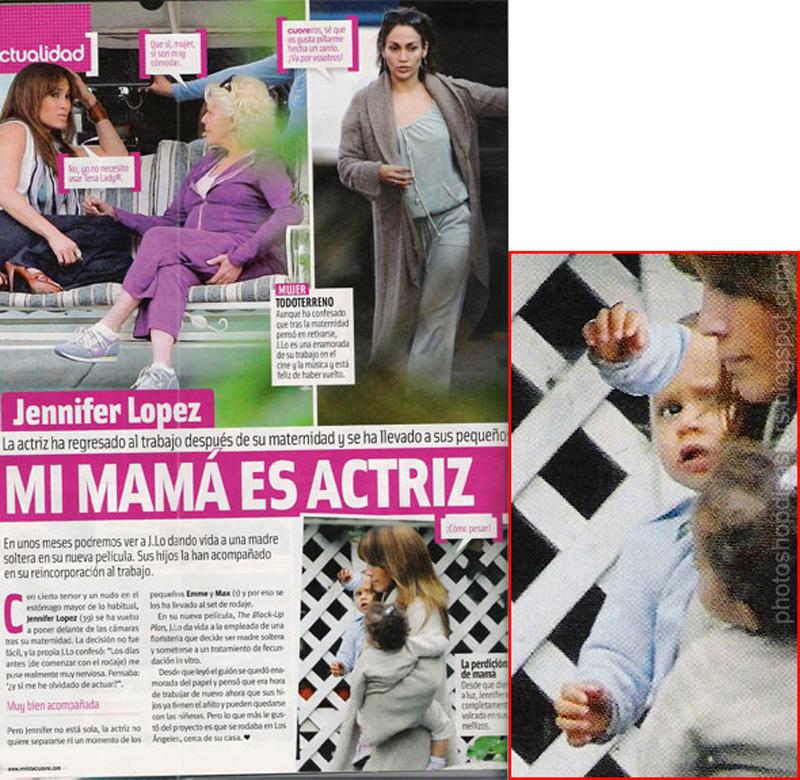 Här är en vanlig paparazzibild på Jennifer Lopez och hennes barn. Men vad har hänt i barnets panna?