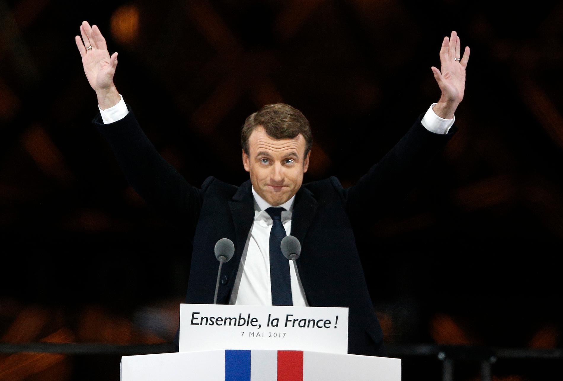 Macron valdes till Frankrikes president den 7maj.