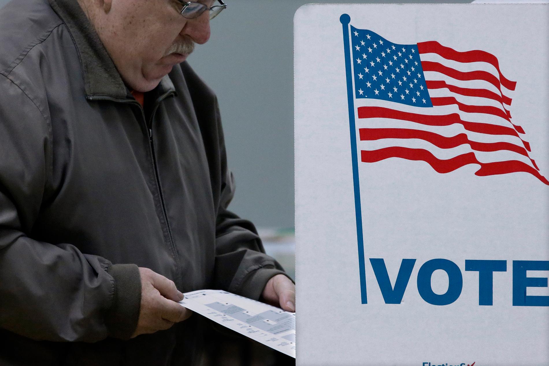 En väljare röstar i Springfield i Illinois vid mellanårsvalet 2014.