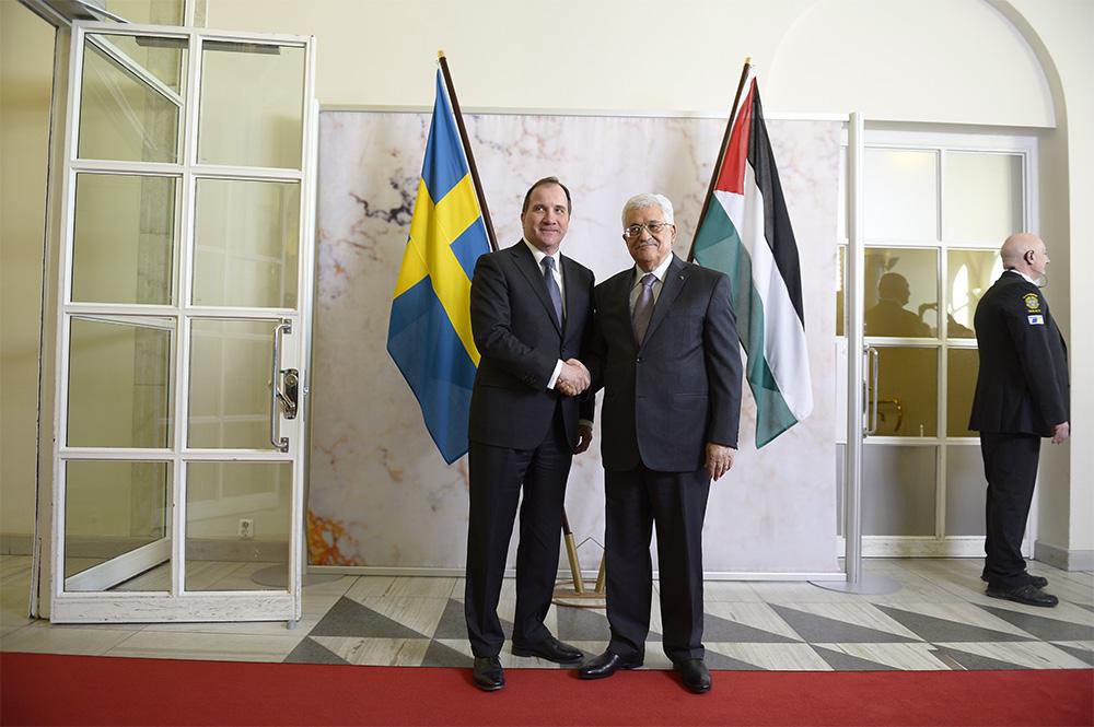 Palestinska presidenten Mahmoud Abbas och Sveriges statsminister Stefan Löfven.