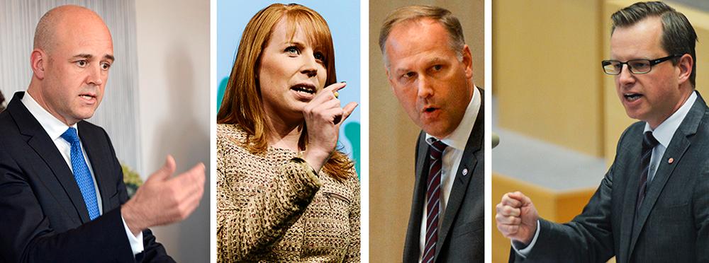 Fredrik Reinfeldt, Annie Lööf, Jonas Sjöstedt och Mikael Damberg ska debattera i riksdagen.