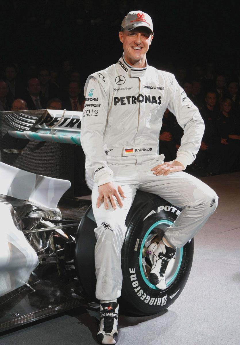 2010 I Stuttgart presenterade Mercedes GP Petronas sitt nya F1-team. Däribland fanns Michael Schumacher.