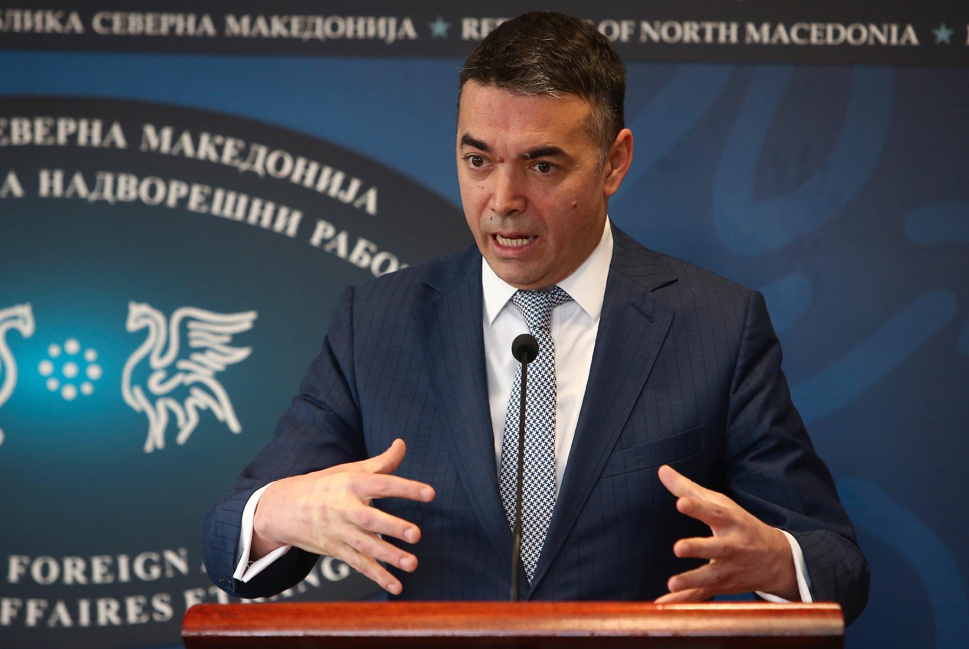 Nordmakedoniens utrikesminister Nikola Dimitrov hoppas på framtida medlemskap i EU. Arkivfoto.