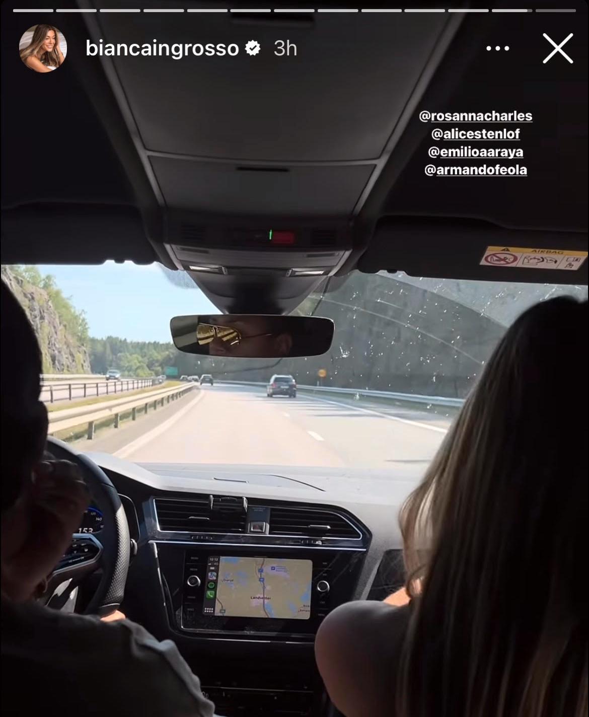 Videon där Rosanna Charles kör för fort togs senare bort från Bianca Ingrossos Instagram. 