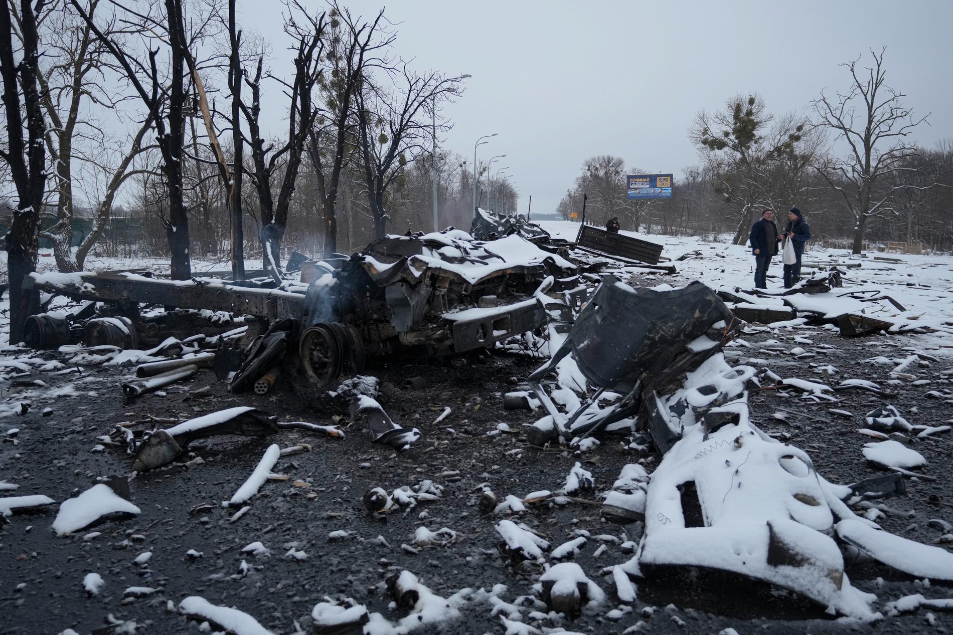 Ett ryskt militärfordon har förstörts i Kharkiv, Ukraina.