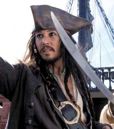 Johnny Depp som sjörövare i filmen "Pirates of the Carabbean".
