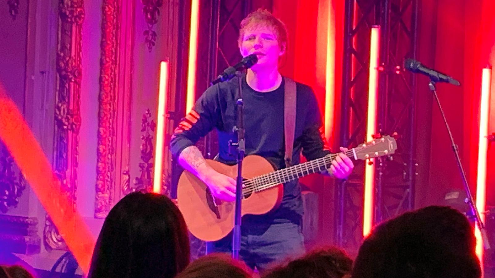 Ed Sheeran på Grand hotel i Stockholm på torsdagskvällen.