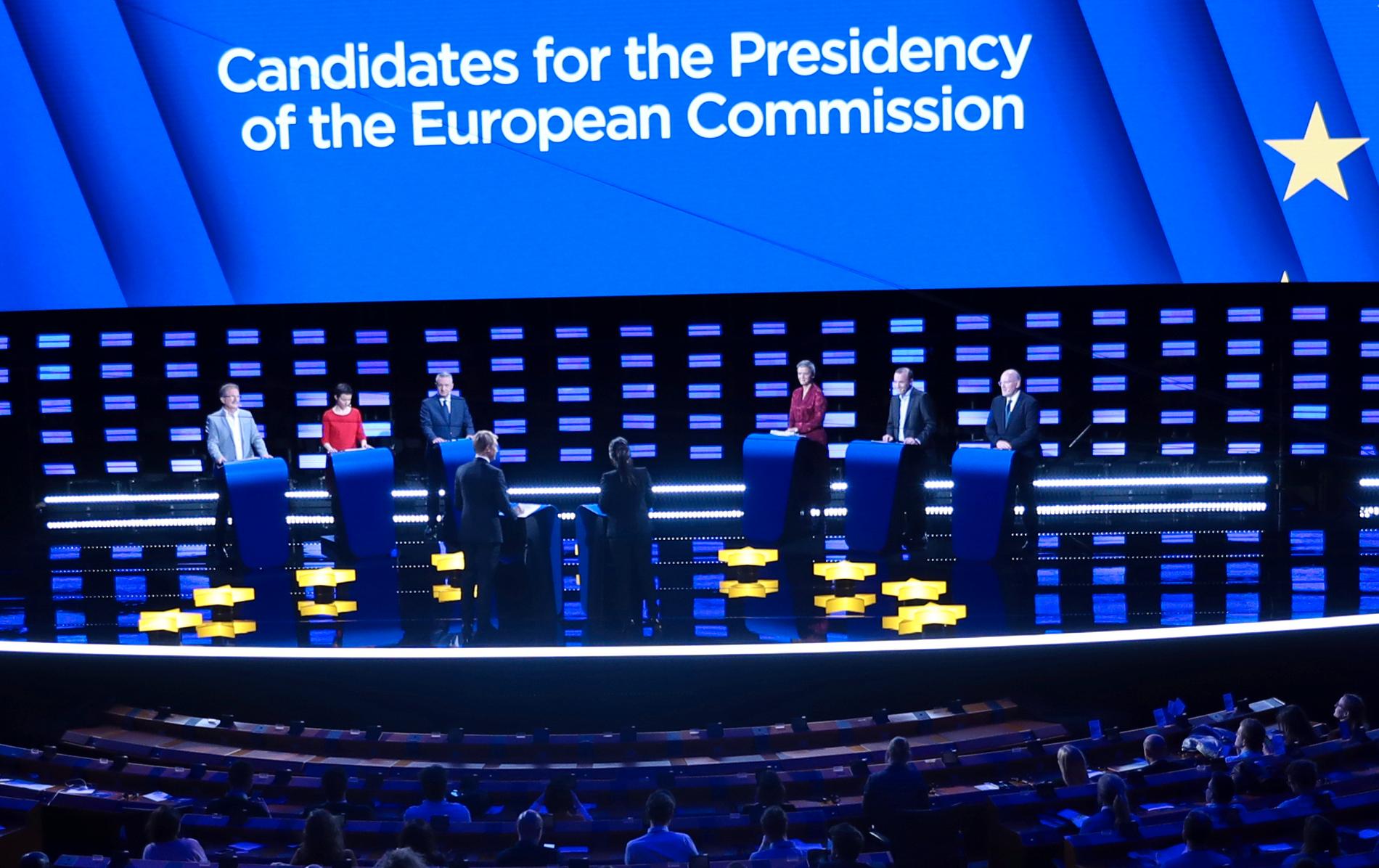 De sex ”spitzenkandidaten” möttes i debatten i Bryssel.