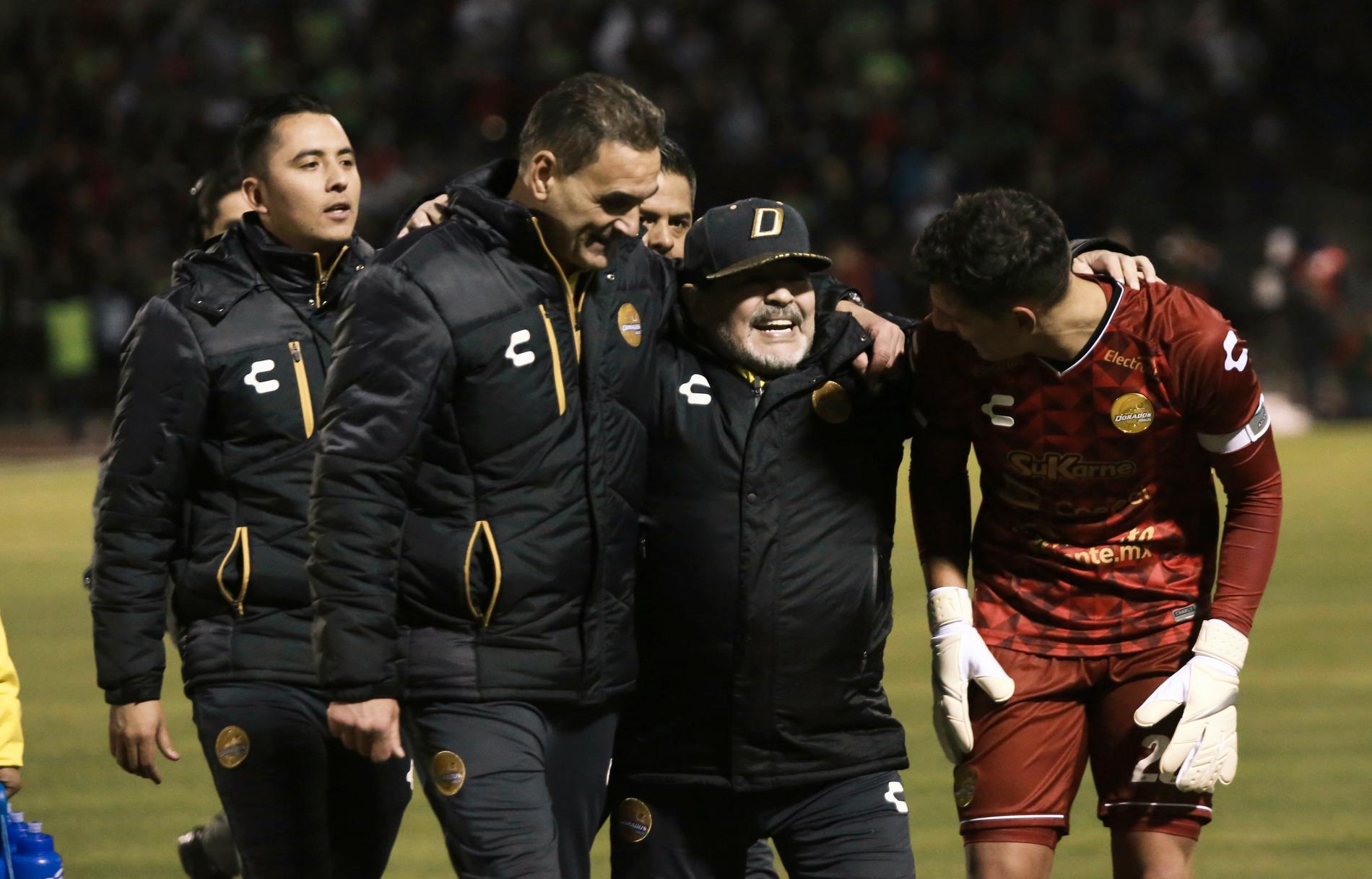 Gaspar Servio, längst till höger, tillsammans med Diego Armando Maradona